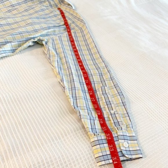 Vineyard Vines Medium M Baron Shirt Blue Yellow Plaid Button Up - Size M - Picture 6 of 8
